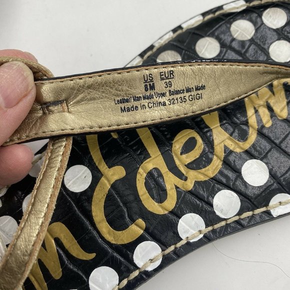 Sam Edelman Sz 8 Leather Sandals Black White Gold - Picture 6 of 6